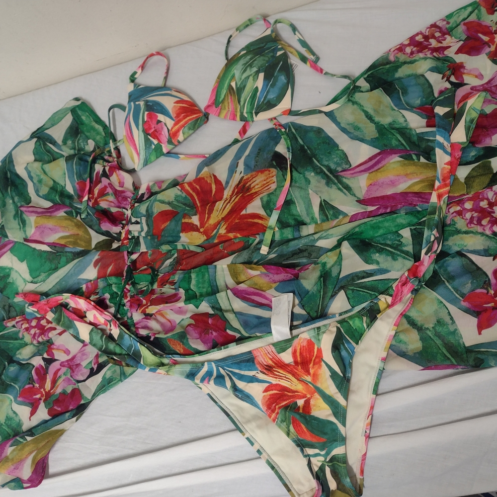 Floral Bikini and Cover-Up Set